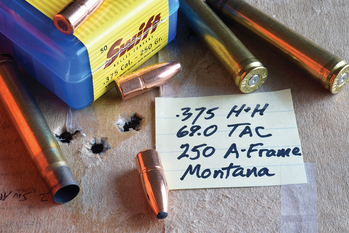 Swift 260-grain A-Frames drilled this group at 2,720 fps. These are excellent mid-weight 375 bullets.